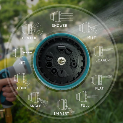 Besiter Garden Hose Nozzle Sprayer: 2 Pack 10 Watering Patterns Spray Nozzles Heavy Duty Metal Hose Head Hose Attachment, Thumb Control On Off Valve