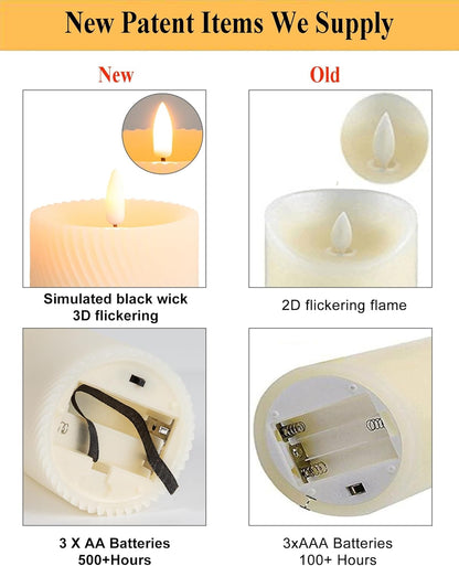 ANGELLOONG Flickering Flameless Candles, Realistic Battery Operated Candles with Remote and Timer, Set of 3 LED Candles for Room Fall Home Wedding Decor Centerpieces Table Party Valentines Decorations
