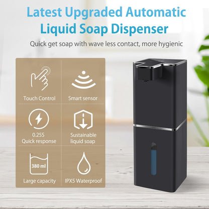 Automatic Foaming Soap Dispenser Touchless 380ml/12.8oz Rechargeable Hand Soap Dispenser Wall Mounted 4 Levels Adjustable Foam Soap Pump for Bathroom Kitchen Dish Soap