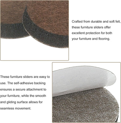 uxcell Furniture Pads, 24Pcs 1.25" - Round Self Adhesive Felt Furniture Pads, Floor Protectors for Furniture Feet Chairs Legs Hardwood Floors (Brown)