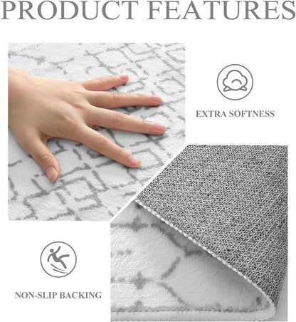Lahome Moroccan Entry Rug 2x3, Non-Slip Washable Front Indoor Door Mat Rubber Backing Low-Profile Door Rugs, Small Geometric Print Distressed for Entryway Bathroom Kitchen, Black Hana