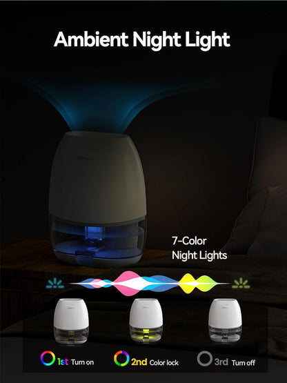 AlohaAir Dehumidifiers for Home, 34 oz Small Dehumidifier for Room, Quiet Dehumidifiers for Bathroom, Bedroom, RV, Closet with Auto Shut Off, 7 Colors Night Light