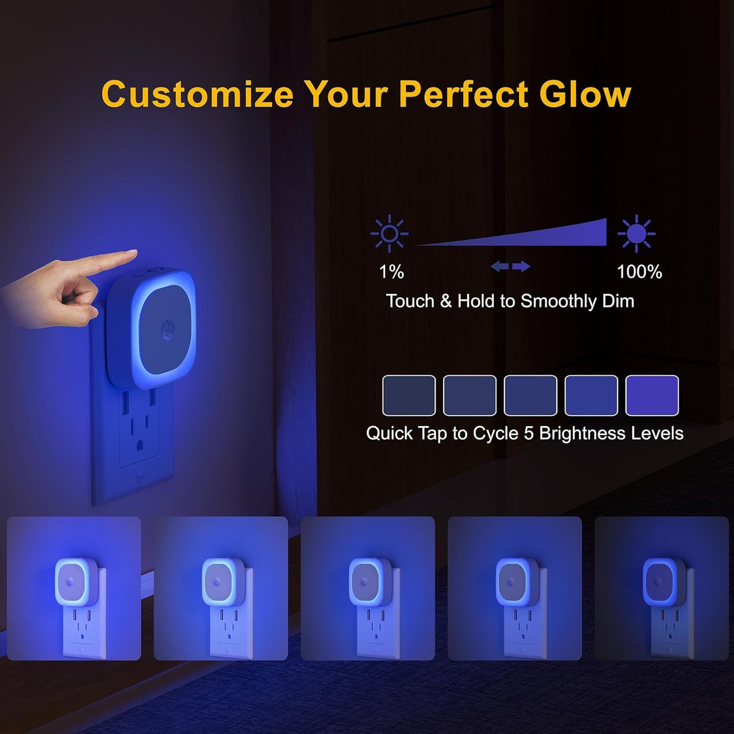 YUNLEX 2 Pack Plug in Red Sleep Night Light with Motion Sensor & Dusk to Dawn Sensor, Soft Glow, 0% Blue Light, Dimmable, Auto On/Off, LED Lights for Bedroom, Kids, Bathroom, Hallway, as Mother Gifts