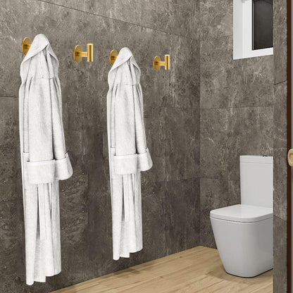 Vuzvuv Adhesive Hooks White SUS304 Stainless Steel - Self Adhesive Heavy Duty Waterproof Wall Hooks for Towel, Coat, Robe in Bathrooms Kitchen Hotel (2-Pack)