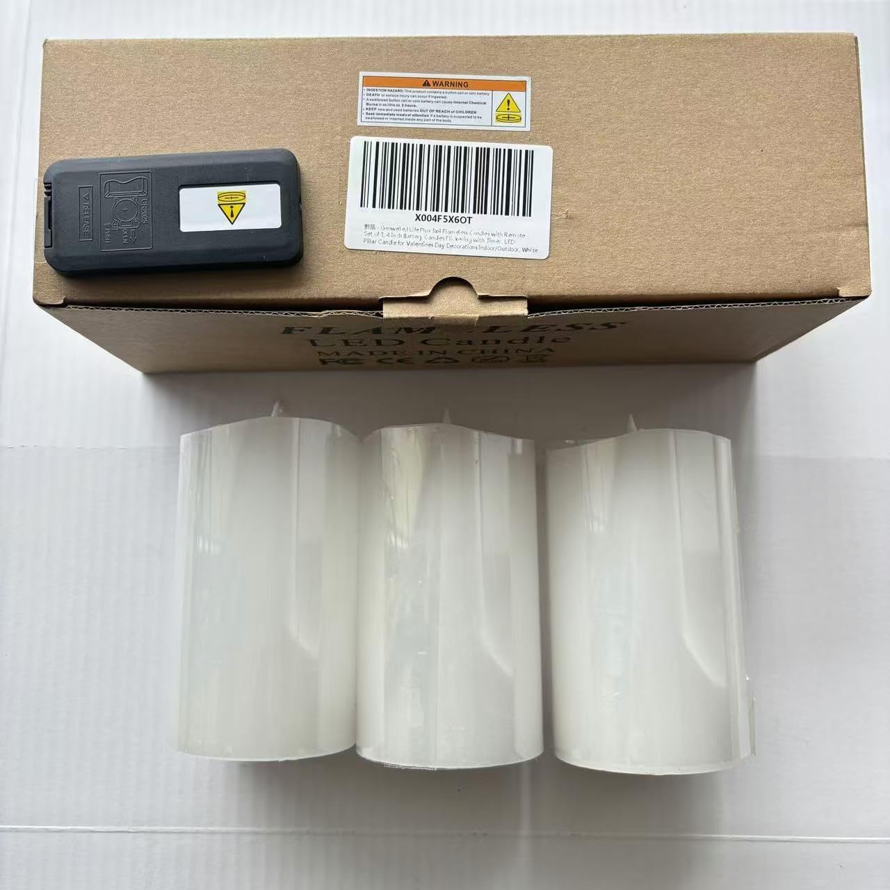 3x3 Flameless Candles with Remote Set of 2, 3 inch Battery Candles Flickering with Timer, LED Pillar Candle for Indoor/Outdoor, White