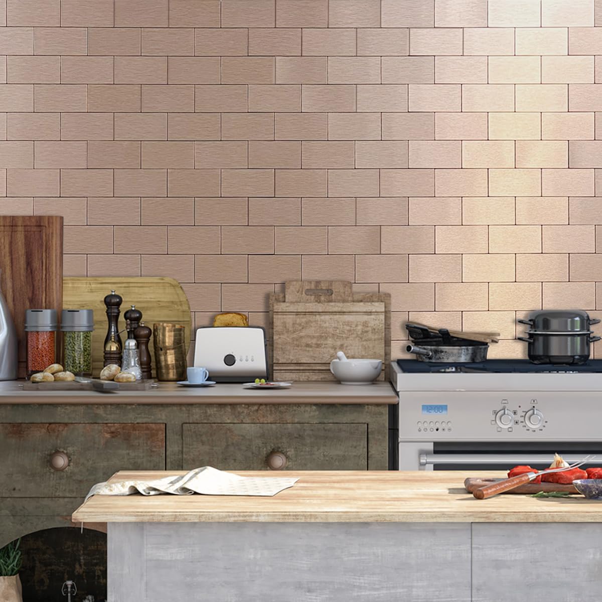 DICOFUN 10-Sheet Polished White Thick PVC Peel and Stick Backsplash, Ceramic Look Subway Tile White Kitchen Backsplash Peel and Stick Wall Tiles