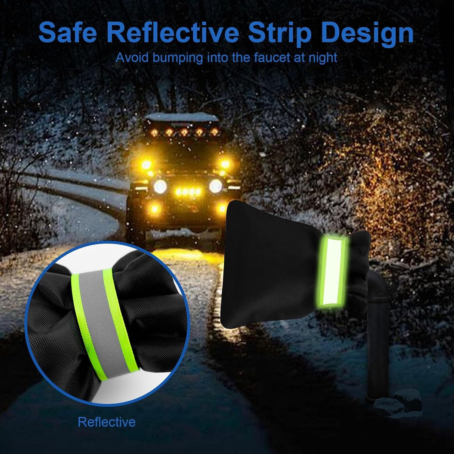 2Pack Outdoor Faucet Covers for Winter, 6.7" W x 8.3" H Hose Bib Covers | Reusable Insulated Spigot Cover for Freeze Protection, Waterproof and with Reflective Strips