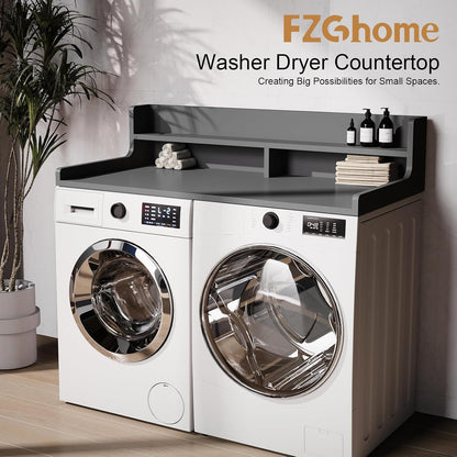 Washer Dryer Countertop, 54" x 27.55" 2-Tier Washer Dryer Topper with Edge, for Laundry Room Organization Whisper White