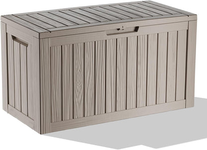 150 Gallon Waterproof Outdoor Storage Box,Resin Deck Box,Lockable Outside Storage Box Container for Patio Furniure,Garden,Tools (150 Gallon,Black)