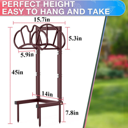 Qatsrin New Garden Hose Holder, Super Stable Water Hose Holders Stand Holds 160-Feet Hose, Rustproof Freestanding Hose Storage Hanger Rack for Outside Yard Lawn Farm, Black