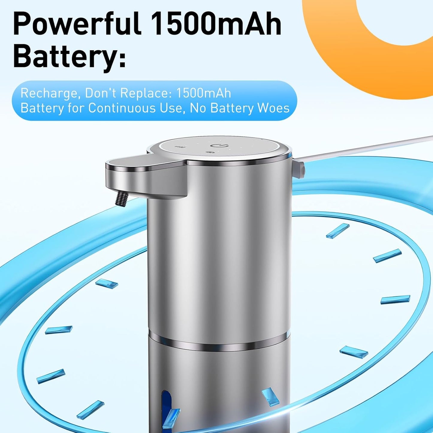 Fantictas Automatic Foaming Soap Dispenser Foaming Hand Sanitizer Touchless 1500mAh Soap Dispenser Rechargeable with Sensor for Bathroom Kitchen 13.5oz/380ml