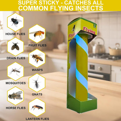 Fly Stick Sticky Fly Traps for Indoors Outdoor 12pk, Sticky Hanging Fly Stick, Flying Insect Trap, wasp Trap（Fluorescent Strip Yellow）