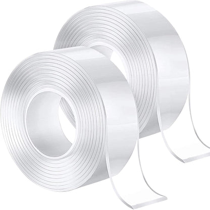 HAOT 2 Rolls Nano Double Sided Adhesive Tape, Multipurpose Tape Washable Strong Wall Tape Removable Transparent Sticky Tape for Home and Office 1.18inch x 16.5ft x 0.08inch