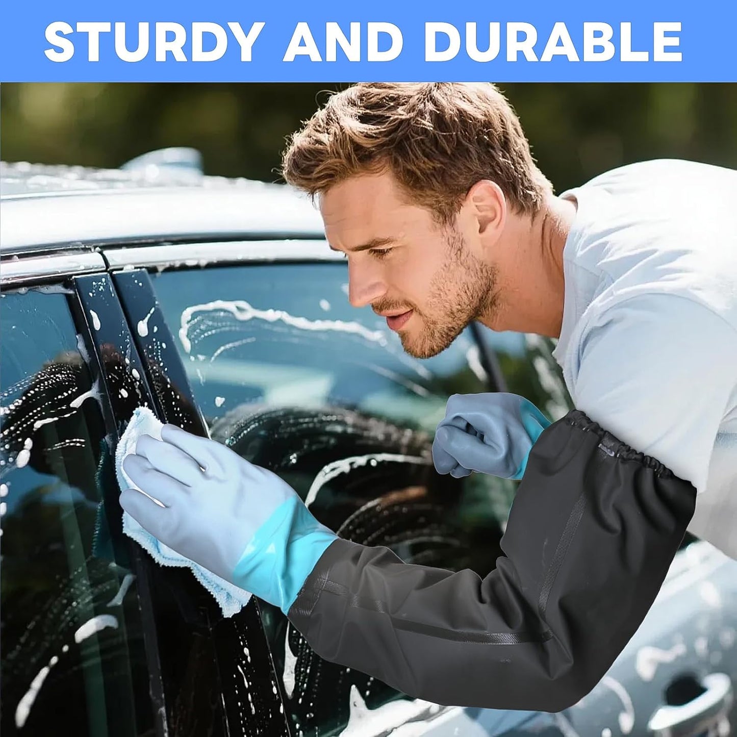 Full Arm Pond Gloves with Fleece lining Extra Long Waterproof Gloves for Pond Cleaning Care/Machinery Industry 30-inch