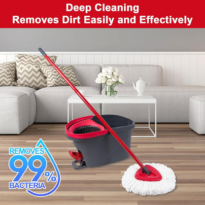 2 Pack Mop Heads Replacements - 40% More Cleaning Power, Spin Mop Heads Replacements for O Cedar Easy Wring 1-Tank System, Deep Cleaning, Microfiber and Machine Washable