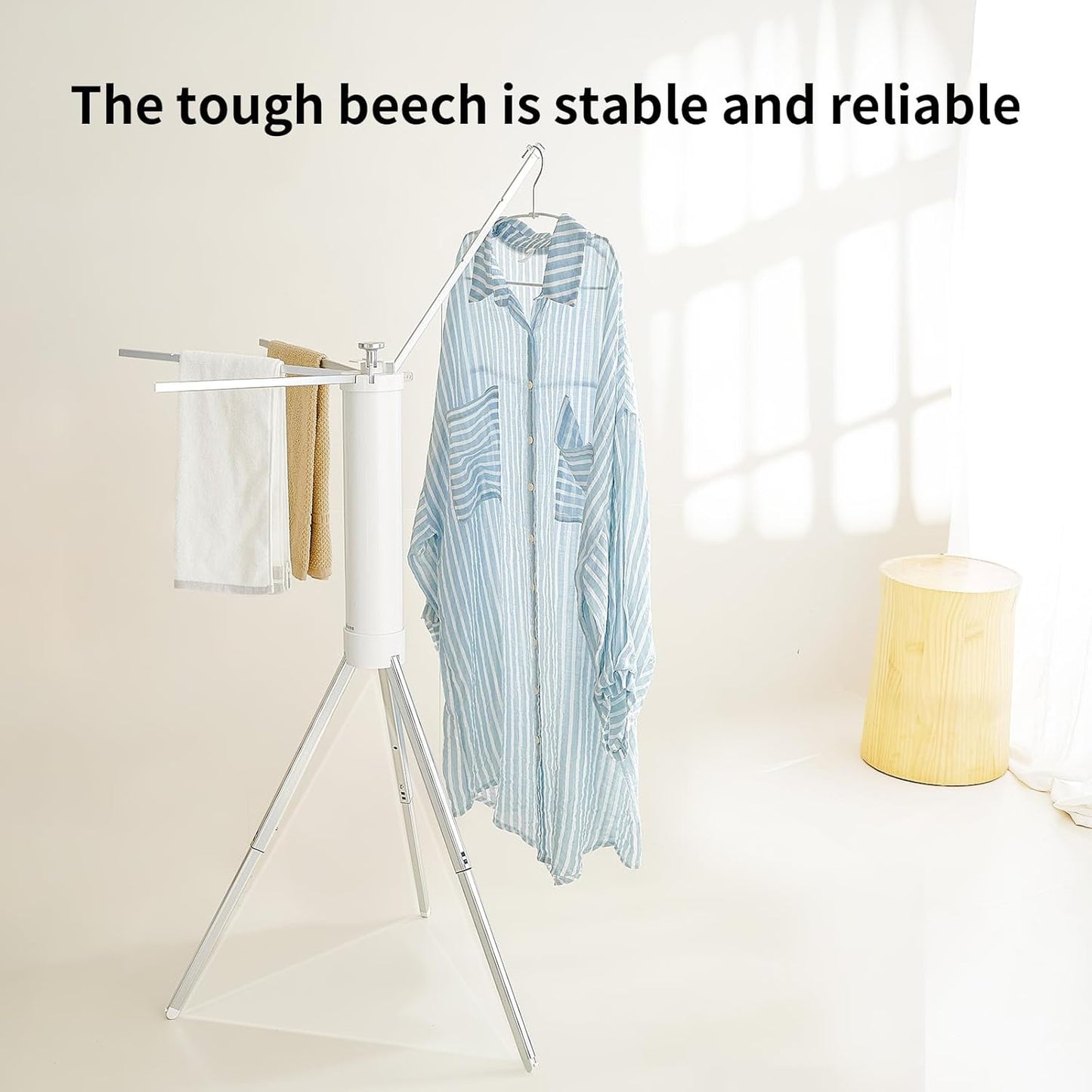 JOOM Tripod Clothes Drying Rack, Garment Rack Portable and Foldable Space Saving Laundry Drying Rack - Drying Rack Clothing Floor Folding Balcony Bedroom Household Wooden