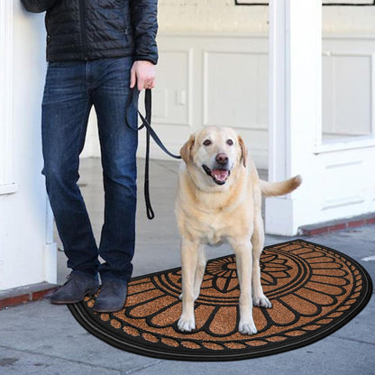 Mibao Front Door Mat Indoor Outdoor Entrance, Semicircular Entrance Mat, Half Round Waterproo Non-Slip Durable Rubber Door Mats, Low Profile Heavy Duty Doormat for Garage, Patio, 30" x 18", Yellow