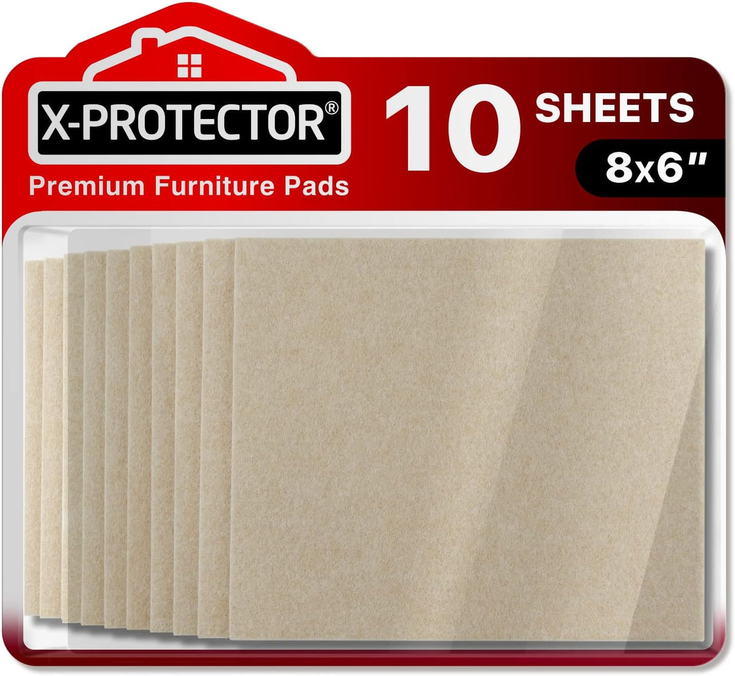 Felt Furniture Pads X-PROTECTOR - 10 Pack Premium 8”x6” Heavy Duty 1/5” Felt Sheets! Cut Furniture Felt Pads for Furniture Feet You Need – Best Furniture Pads for Hardwood Floors! Brown