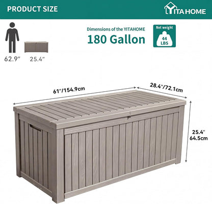 YITAHOME 31 Gallon Outdoor Storage Deck Box | Waterproof Resin Package Delivery and Storage Box with Lockable Lid for Patio Furniture Cushions, Pool Accessories, Garden