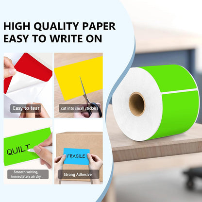 PARLAIM 3 X 5 Inch Rectangle Adhesive Color Coding Stickers,Square Inventory Stickers -250 Per Dispenser Box (Fluorescent Green)