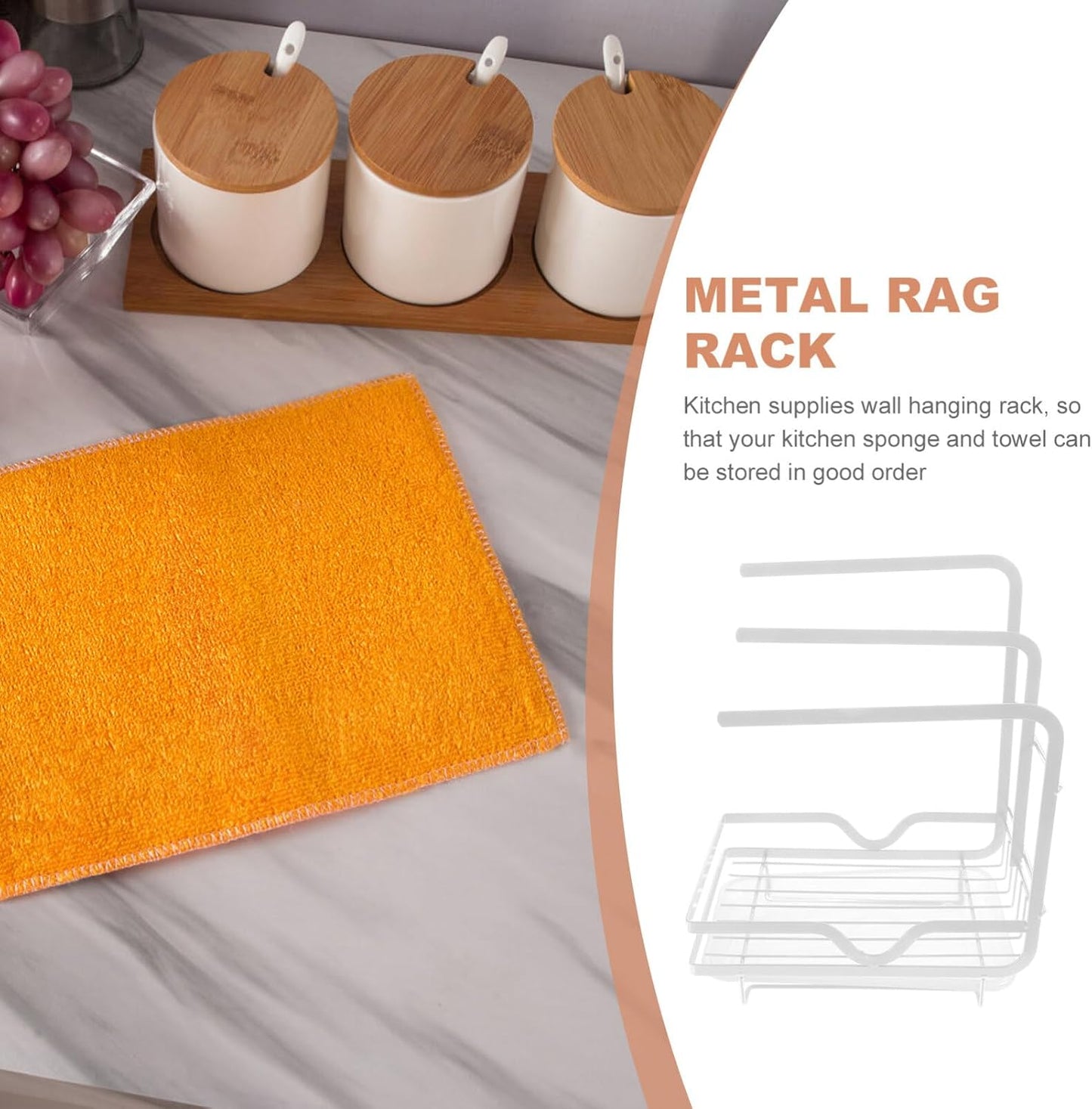 Healeved Multi-Functional Sponge Holder Dishcloth Drying Rack for Kitchen Sink Wall-Mounted Organizer for Wiping Cloth and Cleaning Supplies Space-Saving Storage