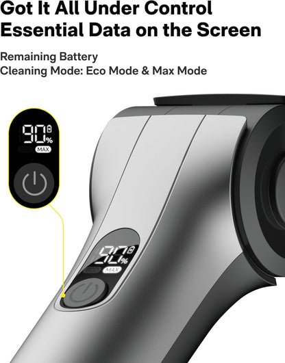 HOTO Flexi™ Cordless Electric Spin Scrubber, Adjustable Angle, Extendable Handle, Smart Display, IPX7 Waterproof, Powerful Cleaning Scrubber with 8 Replaceable Brush Heads, for Bathtub, Bathroom, Tile