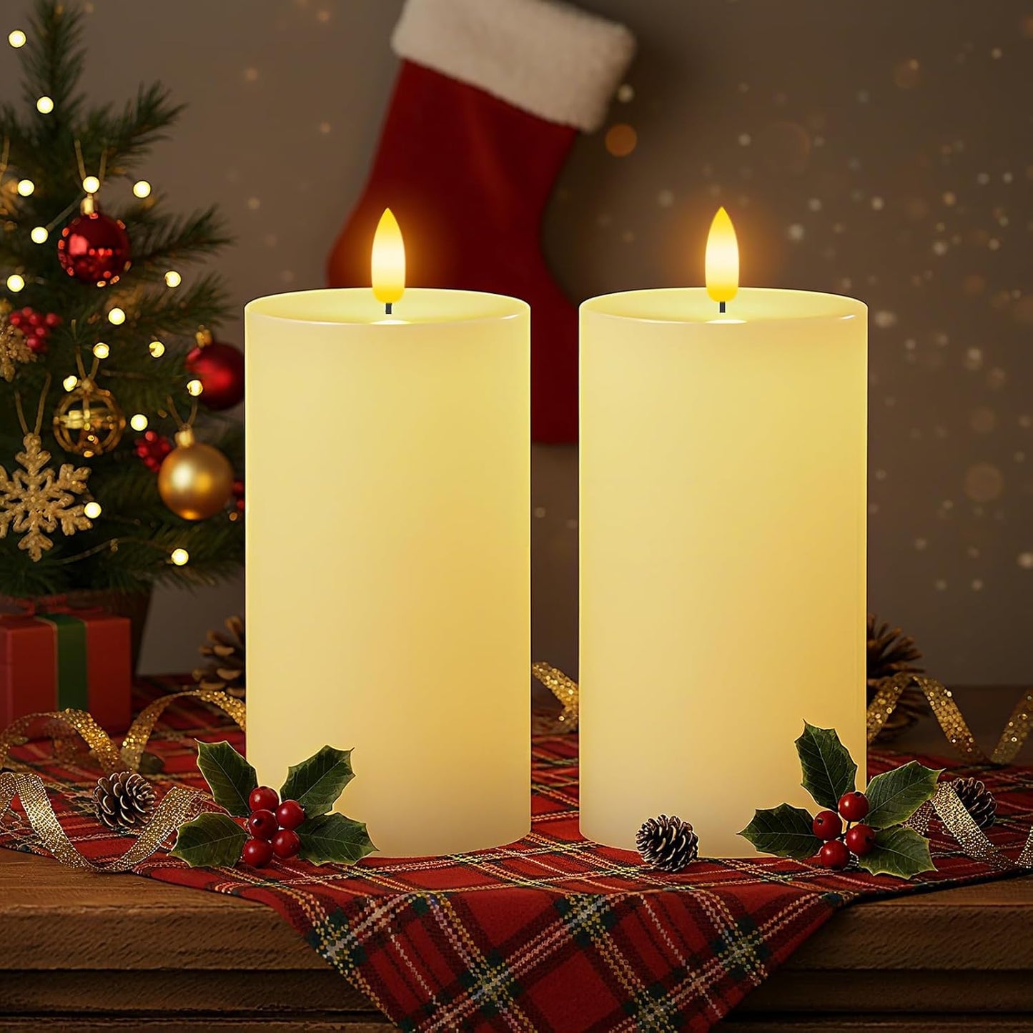 Homemory White Flameless Candles Battery Operated with Remote Timer, 3x3 Real Wax LED Pillar Candle for Home Fireplace Bedroom Living Room Party, Set of 3