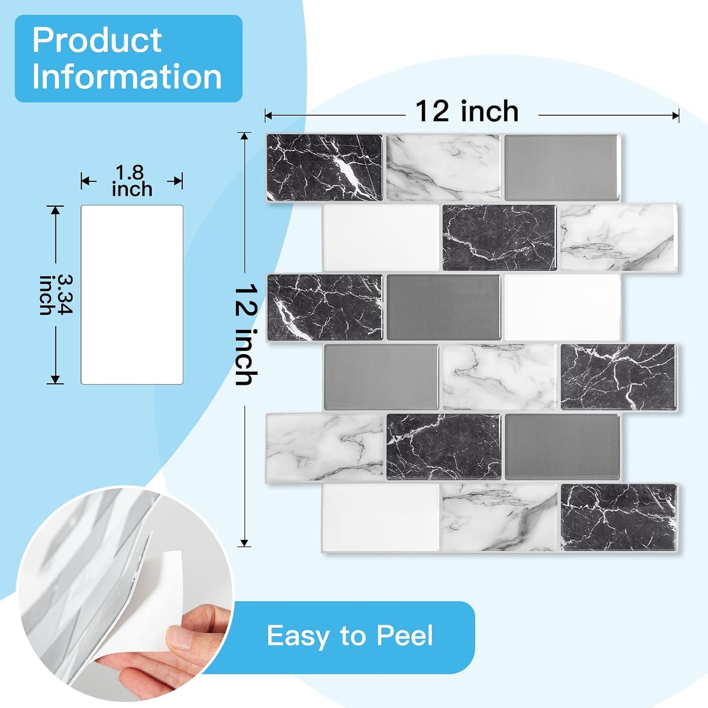 Art3d Peel and Stick Backsplash for Kitchen White Subway (10 Tiles, Thicker Design)