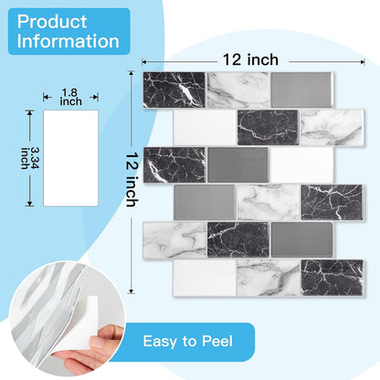 Art3d Peel and Stick Backsplash for Kitchen White Subway (10 Tiles, Thicker Design)