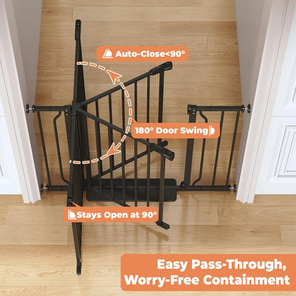 Baby Gate No Drilling, 29"-40" Auto Close Dog Gate Indoor for Doorways & Stairs, Pressure Mounted Adjustable Pet Gate, Easy Walk Through Child Gate for Children & Pets Stroller Friendly, White