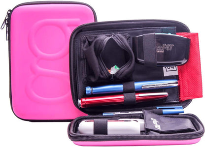 Diabetes Travel Case Hard Shell, Storage Organizer for Glucose Monitor Kit, Insulin Pen, Blood Sugar Test Strips, Syringe, Needles and Other Diabetic Care Supplies - Premium & Durable Hard Case, Pink