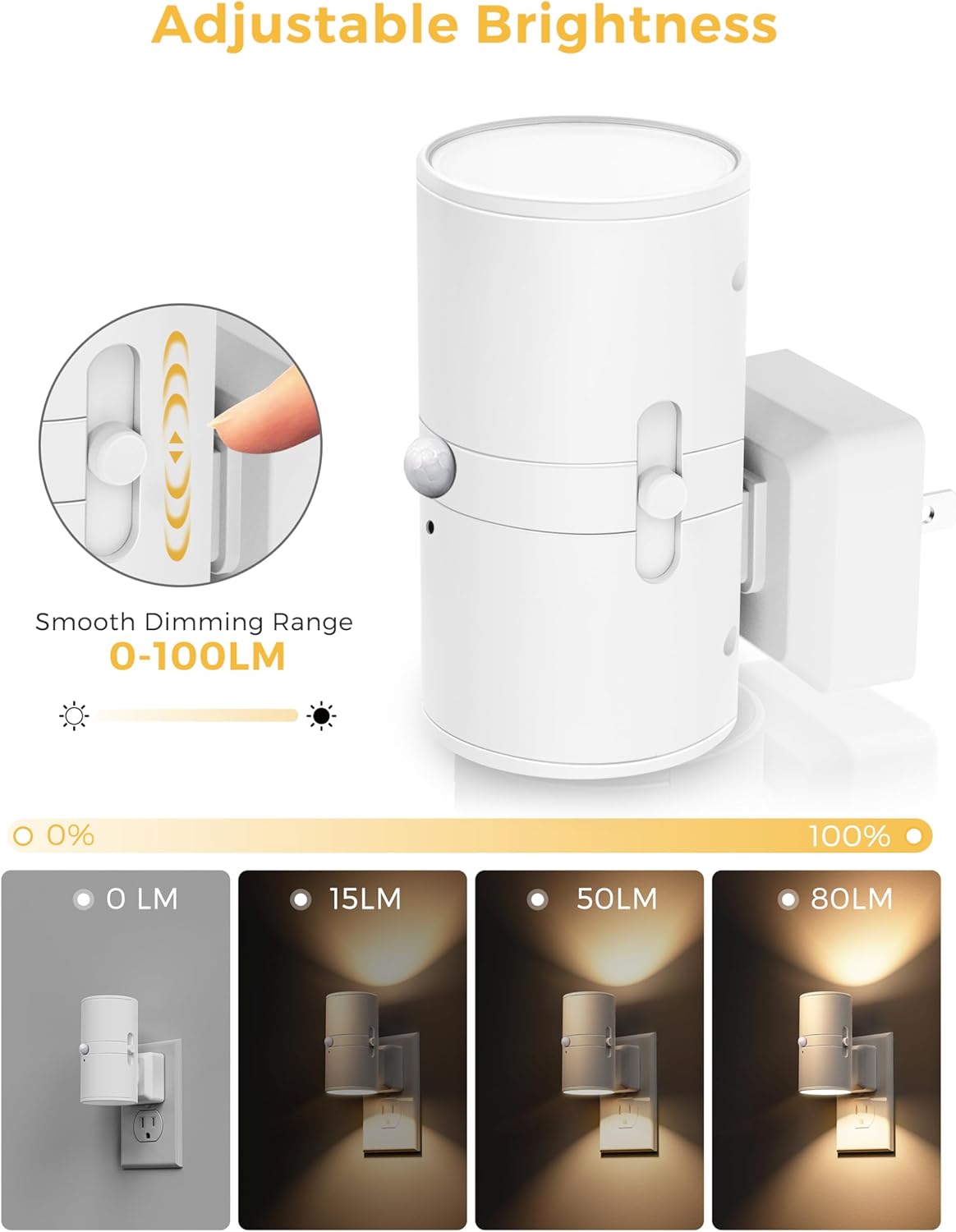 L LOHAS LED Motion Sensor Night Light, Dimmable Night Lights Plug into Wall, Plug in Nightlight, Motion Sensor Light Indoor for Bathroom Hallway Bedroom Stairs Kids Elderly [3000K,2 Pack]