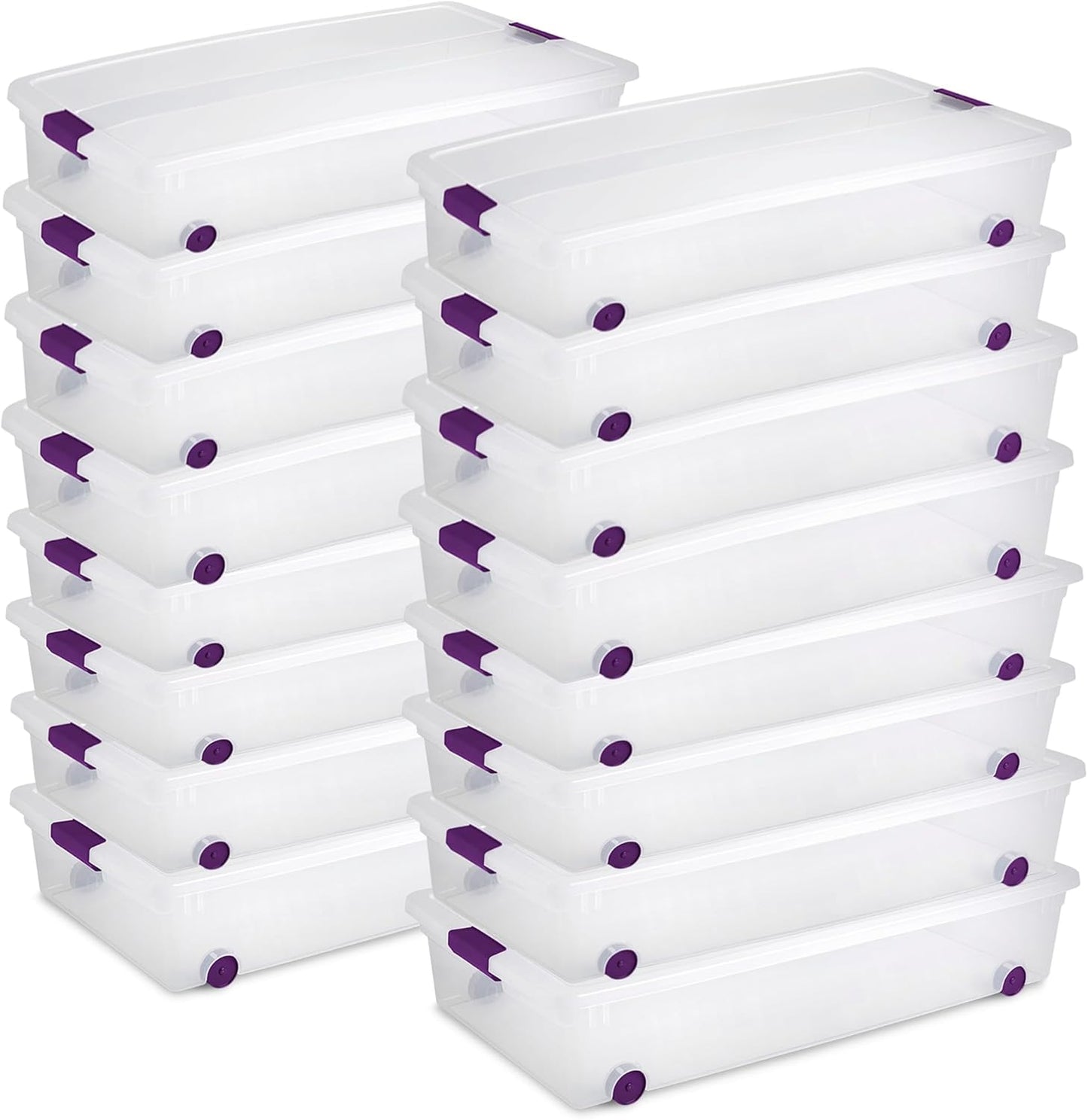 Sterilite 8-Pack 60 Quart ClearView Latch Box, Wheeled Underbed Organizer Bins with Latching Lids - Clear Plastic Organization Containers for Closet, Bedroom, Shelving Units and Everyday Home Storage