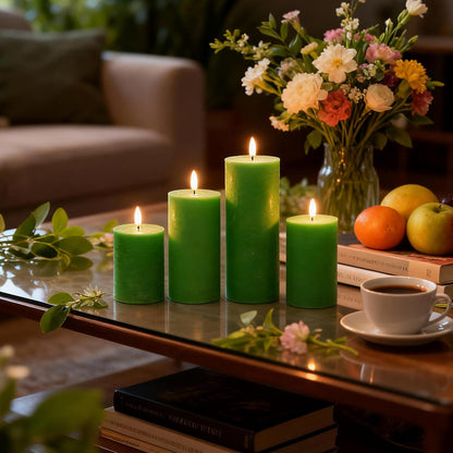 LUSHARBOR Flameless Candles, 4 Pack Battery Operated Candles with Remote, Real Wax LED Fake Candles with Timer Flickering for Christmas Wedding Home Party D3 H 5" 6" 7" 9" White