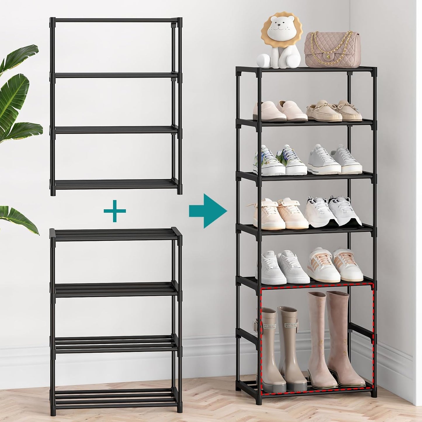 Autonomier 3 Tier Extra Small Shoe Rack (16.3" Wide), Narrow Stackable Shoe Shelf for Kids Toddler Adult, Lightweight Shoe Rack Stand for Closet Dorm Storage Organizer, Front Door Entrance, Entryway