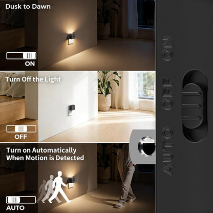 DORESshop LED Motion Sensor Night Light [2 Pack], Plug in Night Light, Dusk to Dawn Night Light Motion Sensor, 3 Level Brightness Adjustable Night Lights for Adults, Bedroom, Bathroom, Hallway, 3000K