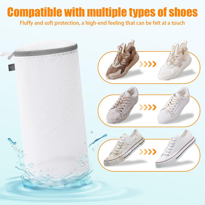 Kimmama Shoe Washing Machine Bag, Shoe Cleaning Bag, Grey Zipper, 7x15" | Shoe Bag, For Sneaker, Tennis, Footwear, Trainers, Slippers, Sock, Honeycomb Mesh, Prevent Tangling
