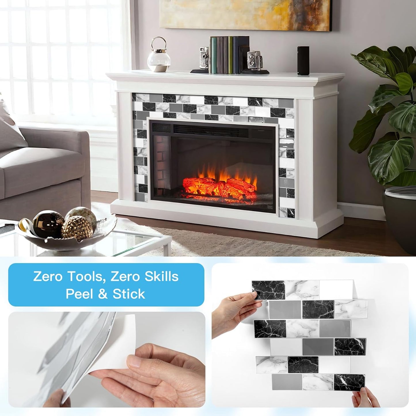 Art3d Peel and Stick Backsplash for Kitchen White Subway (10 Tiles, Thicker Design)