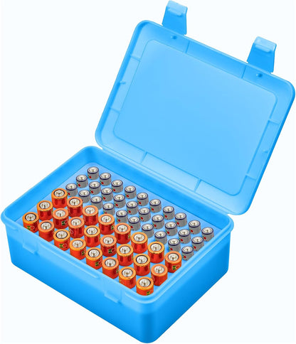 Battery Organizer Storage Box, Garage Case Holder for 24* AA, 30* AAA Batteries (Bag Not Include Batteries Pack) (white)