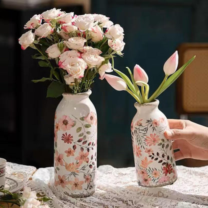 Rustic Ceramic Vase Set of 3 - Beige Rustic Vases for Flowers,Farmhouse Flower Vases for Home Decor,Small Decorative Vase Set for Living Room,Table Shelf,Centerpieces and Fireplace Decorations