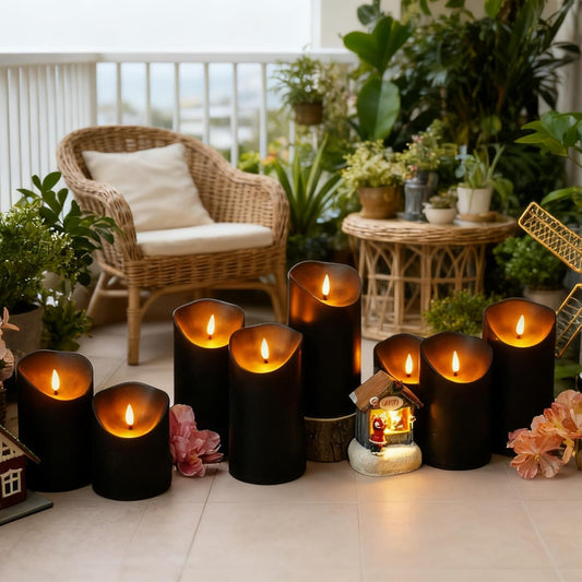 kakoya Flameless LED Candles Battery Operated with Remote and Timer,Flickering Electric Fake Plastic Pillar Candles Set of 12(D3 x H 3" 4" 5") Ivory