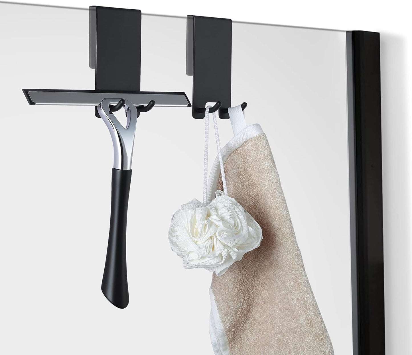 Taozun Shower Door Hooks, Gold Towel Hooks for Bathroom Frameless Glass Door, Shower Squeegee Hooks, 2-Pack, Stainless Steel