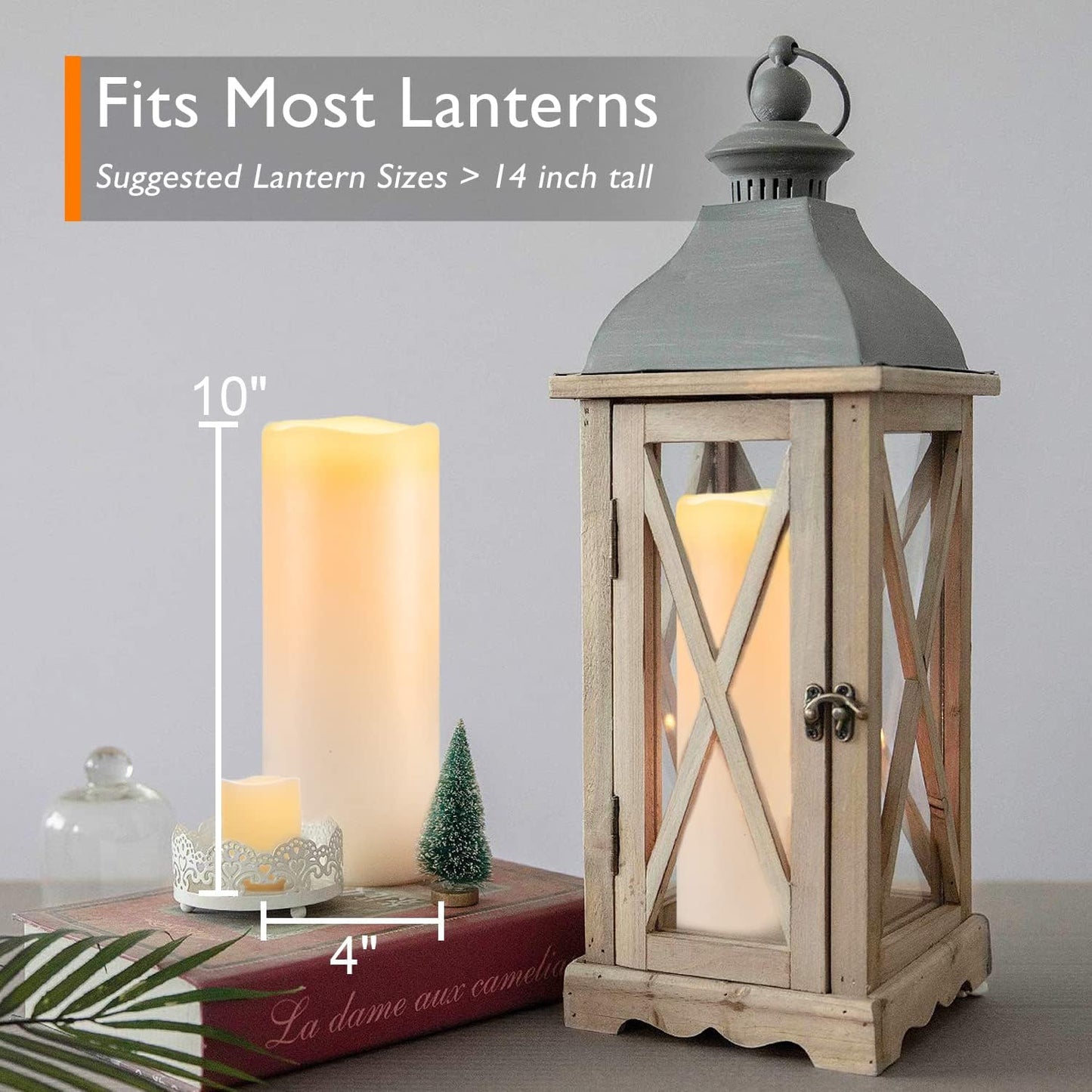 Homemory 6" 8" 10" x 4" Waterproof Outdoor Flameless Candles, Battery Operated Flickering LED Pillar Candles with Remote and Timers for Indoor, Plastic, Ivory White
