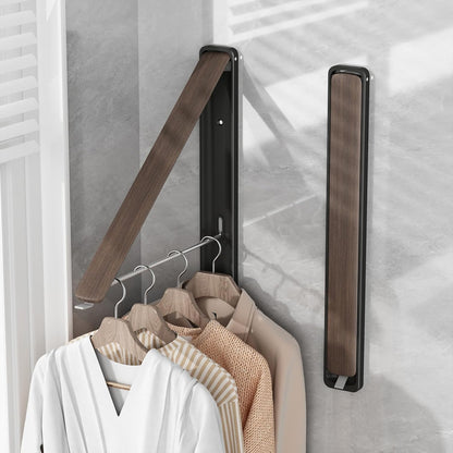 Retractable Clothes Drying Rack for wall clothes hanger rack for Laundry | Folding Hanger Rack Laundry Hanger Dryer Rack, Easy to Install, Closet Storage Organization, Space Saving Aluminium,Walnut