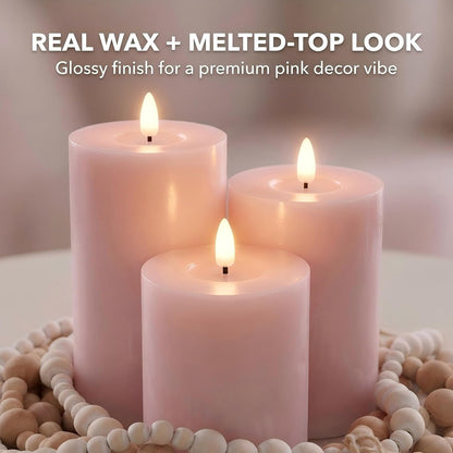 ANGELLOONG Flickering Flameless Candles, Realistic Battery Operated Candles with Remote and Timer, Set of 3 LED Candles for Room Fall Home Wedding Decor Centerpieces Table Party Valentines Decorations
