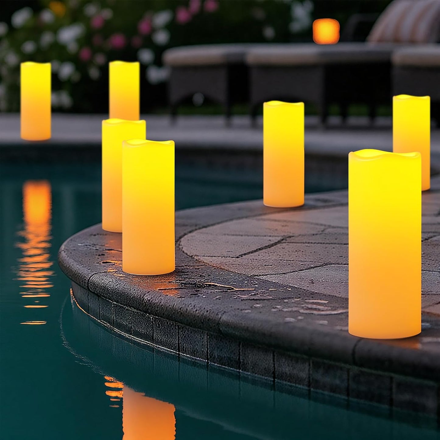 Amagic 3 Pack 4"x 6"8" 10" Outdoor Plastic Electric flameless Candles with Remote Control and Timer, Battery Operated Flickering LED Pillar Fake Candle for Home, Wedding Decor, Ivory