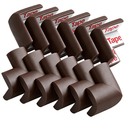 12 Pack Soft Corner Protector Baby Proofing Edge & Corner Guards, Furniture Safety Bumper for Table, Fireplace, Stair, Cabinet, (Brown)