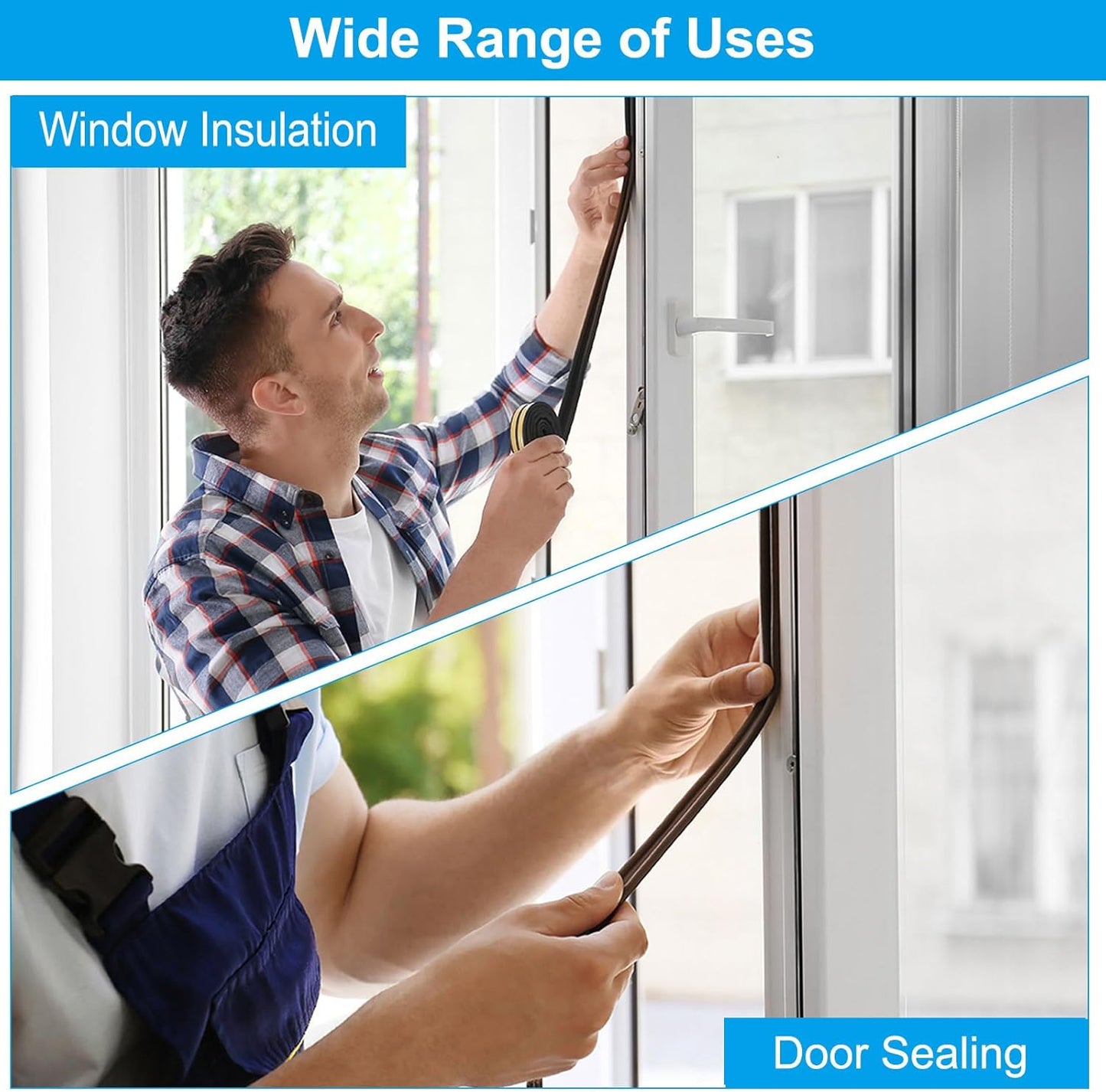 PATIKIL Weather Stripping Door Seal Strip, 3/8 Inch x 1/4 Inch x 32 Ft Self Adhesive Soundproof High Density Foam Tape Insulation for Door Window Air Conditioning, White - Colors A