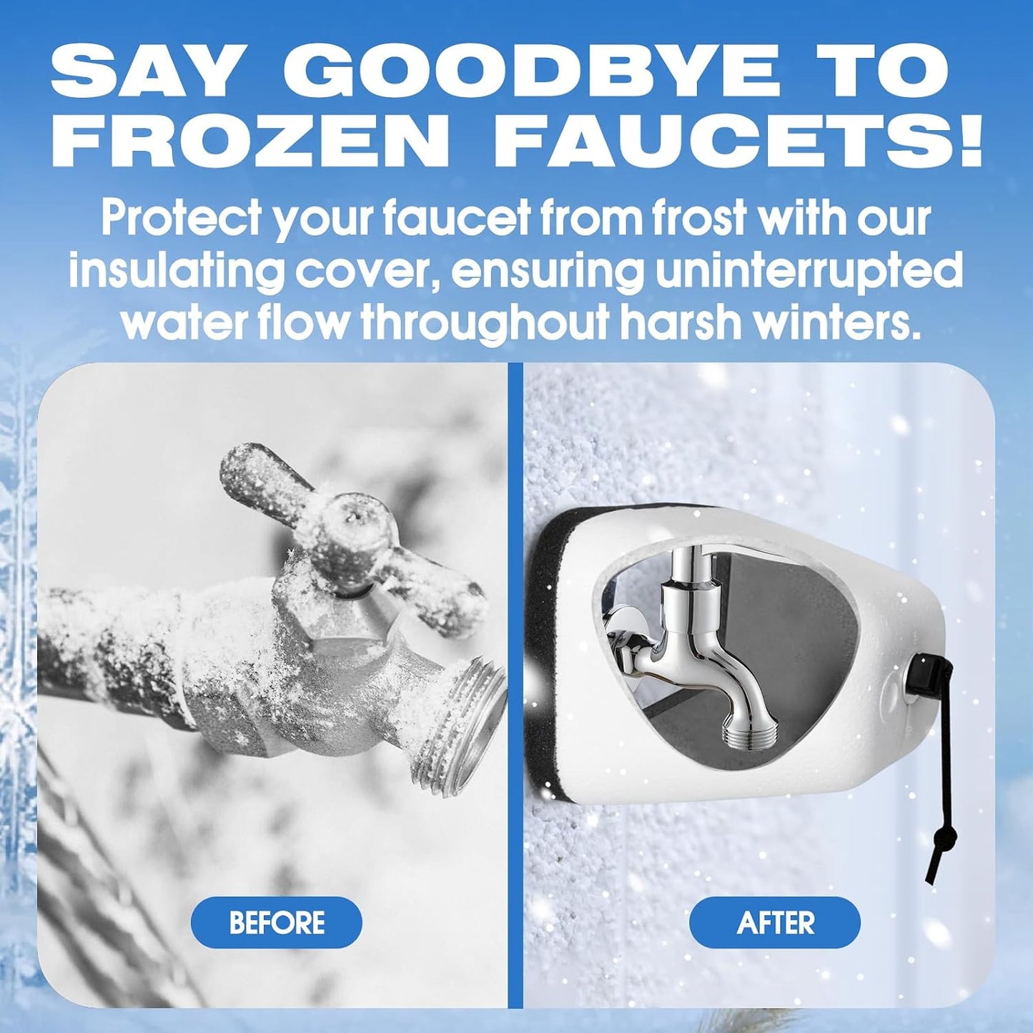 Outdoor Faucet Covers 4 Pack, Foam Insulated Freeze Protector | Reusable Faucet Insulation Covers Protect Outdoor Spigots from Winter Freezing, Cold Weather and Pipe Freeze Damage