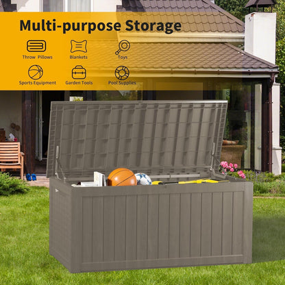 TARKARI 275 Gallon Resin Deck Box, Waterproof Outdoor Storage Box, Lockable for Patio Furniture, Garden Tools, Pool Accessories, UV-Resistant for All Weather Use, Black